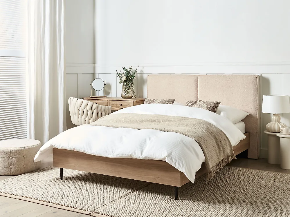 Bett mit Lattenrost Bouclé IZERNORE 140 x 200 cm Beige_1185346