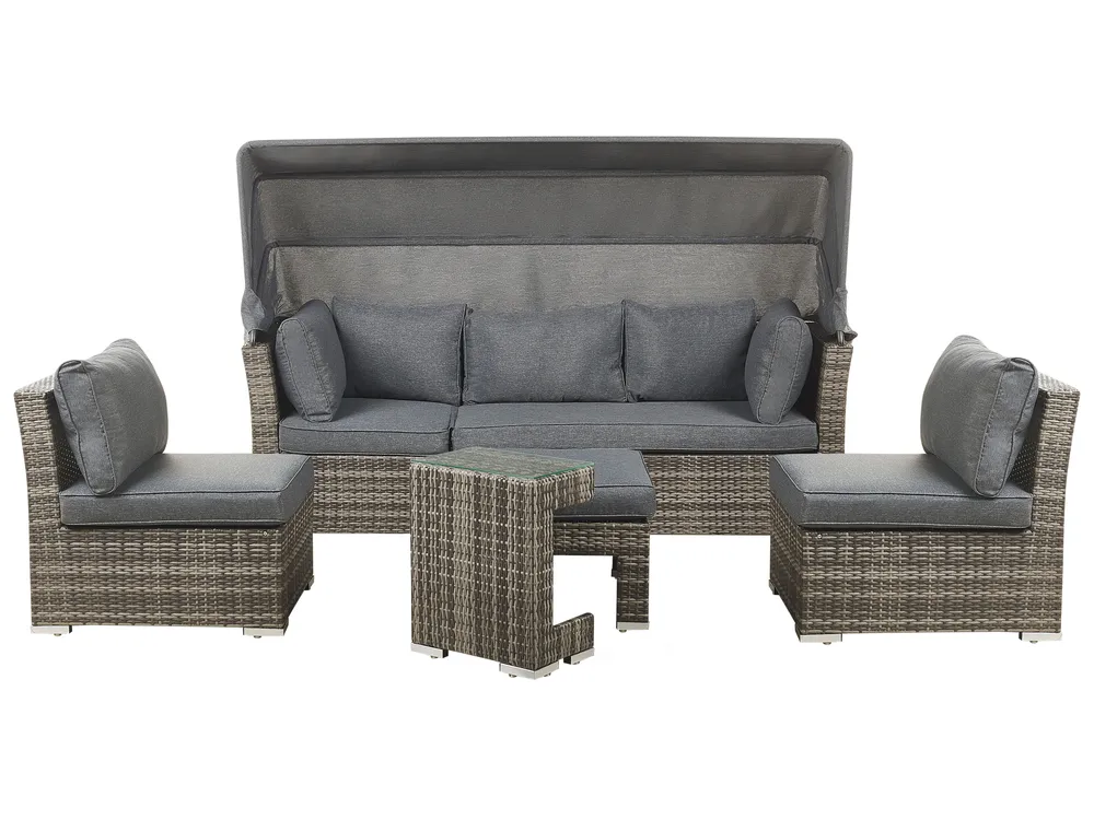Lounge Set mit Tisch 6-Sitzer CORTE modular Polyrattan Dunkelbraun