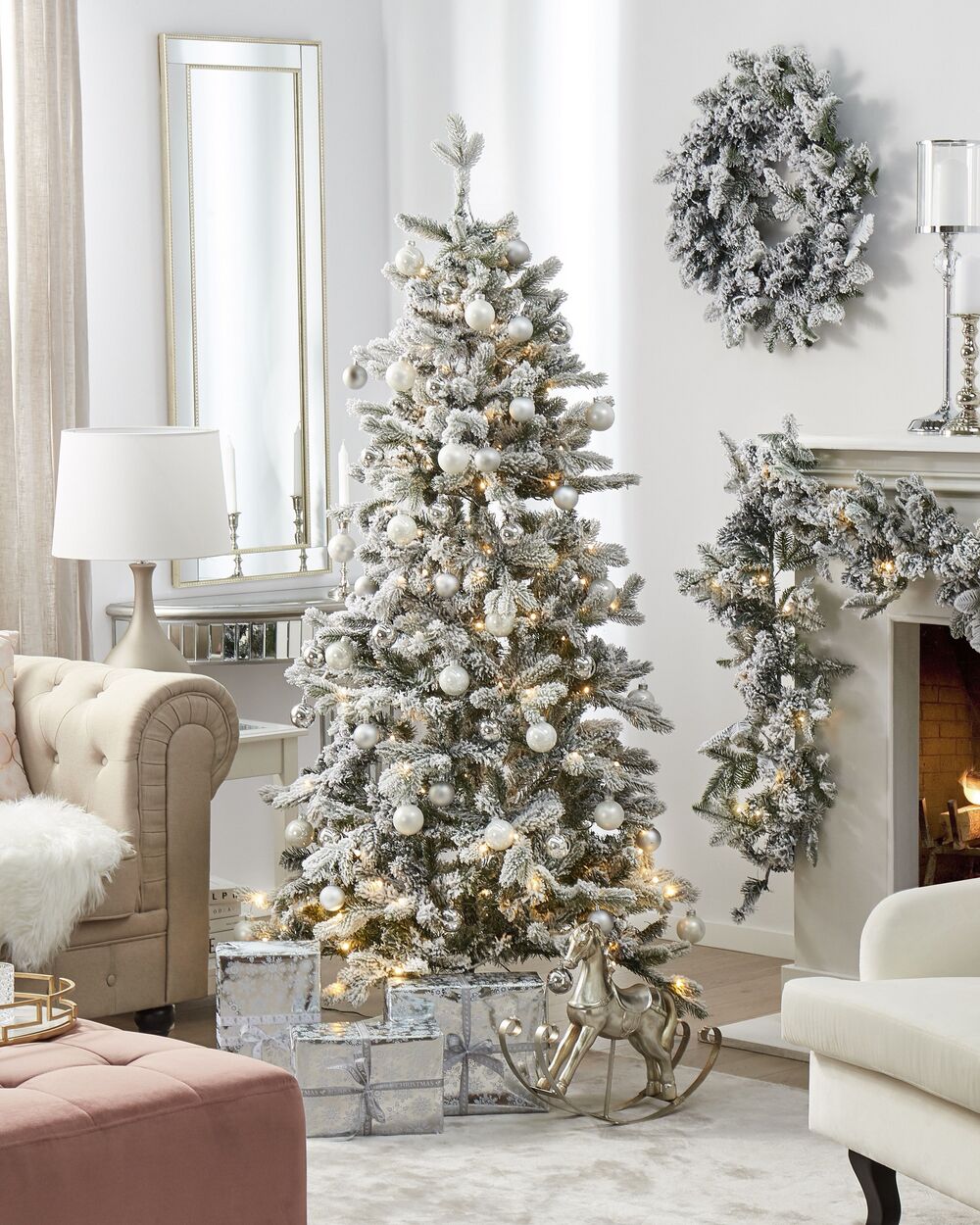 Artificial Snowy Christmas Tree LED TATLOW 210 cm Green