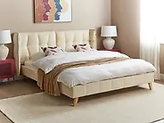 Bett mit Lattenrost Samtstoff SENLIS 160 x 200 cm Beige_1178889