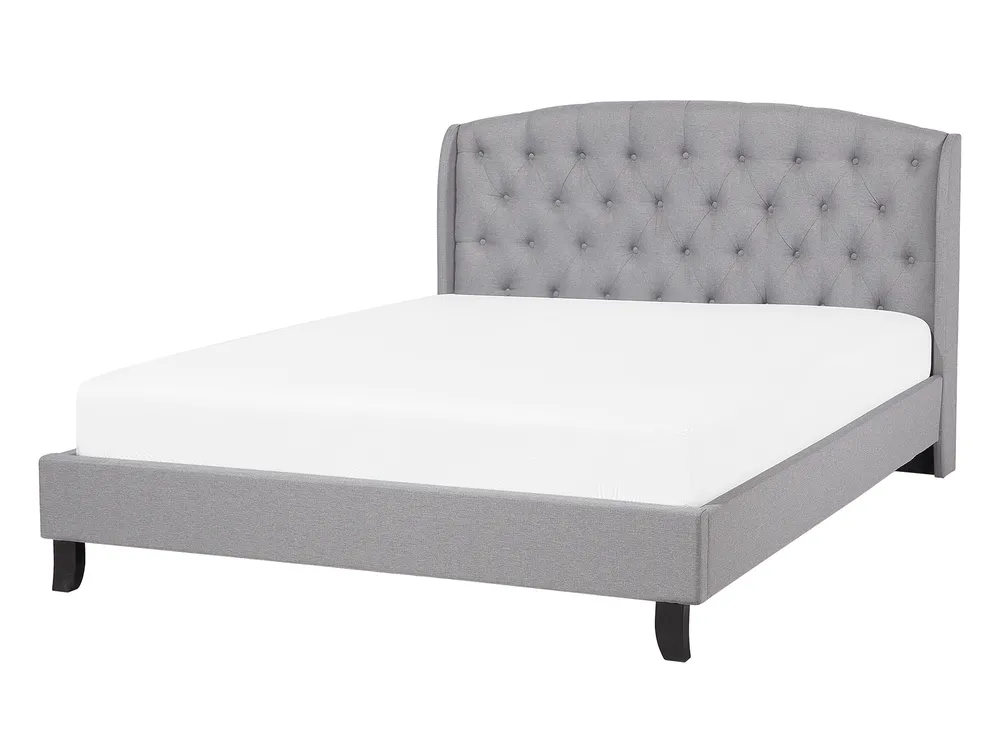 Bett mit Lattenrost Stoff BORDEAUX 140 x 200 cm Hellgrau_694880