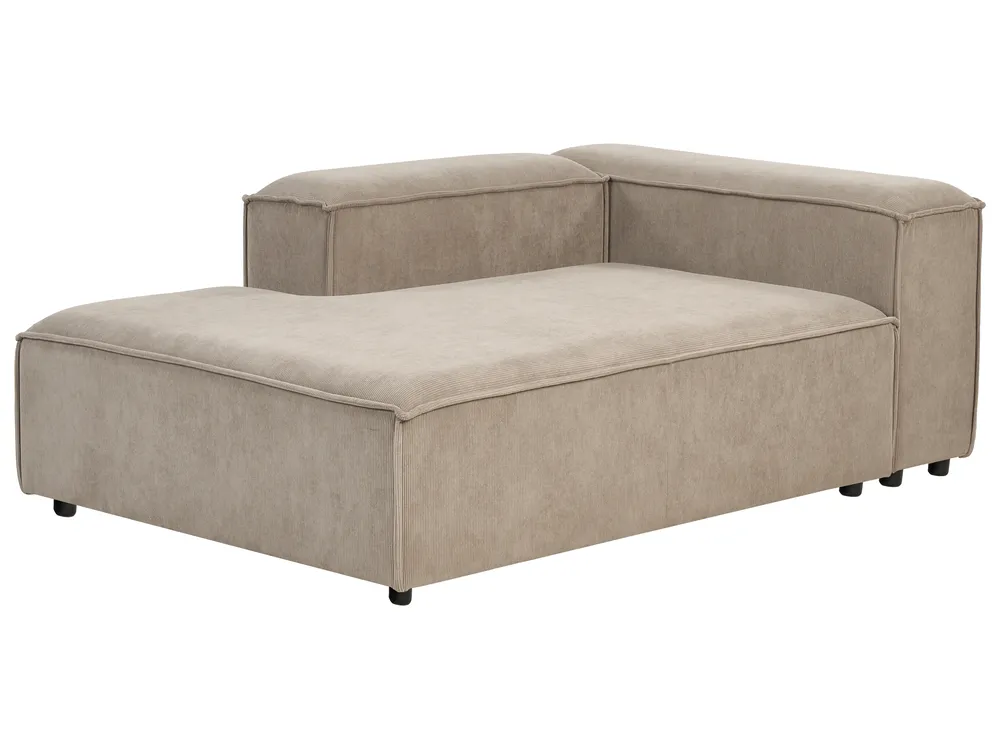 Modular Corner Sofa 2 Seater ARDAL with Ottoman Corduroy Light Brown Right Hand_940696