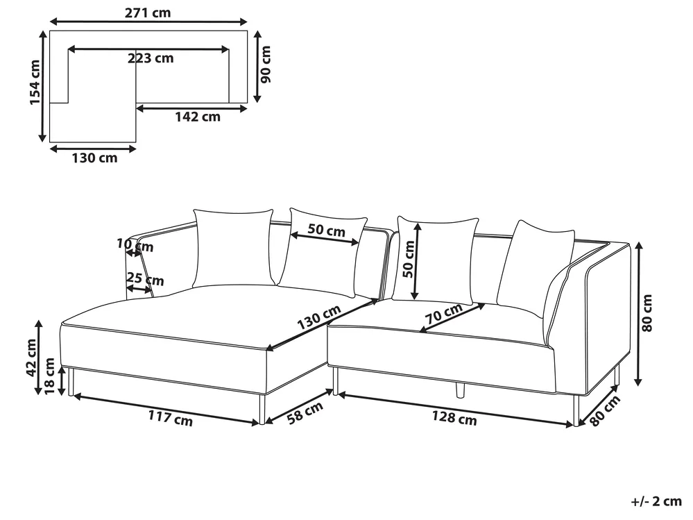 Ecksofa 3-Sitzer SATER Stoff Braun rechtsseitig_1019359