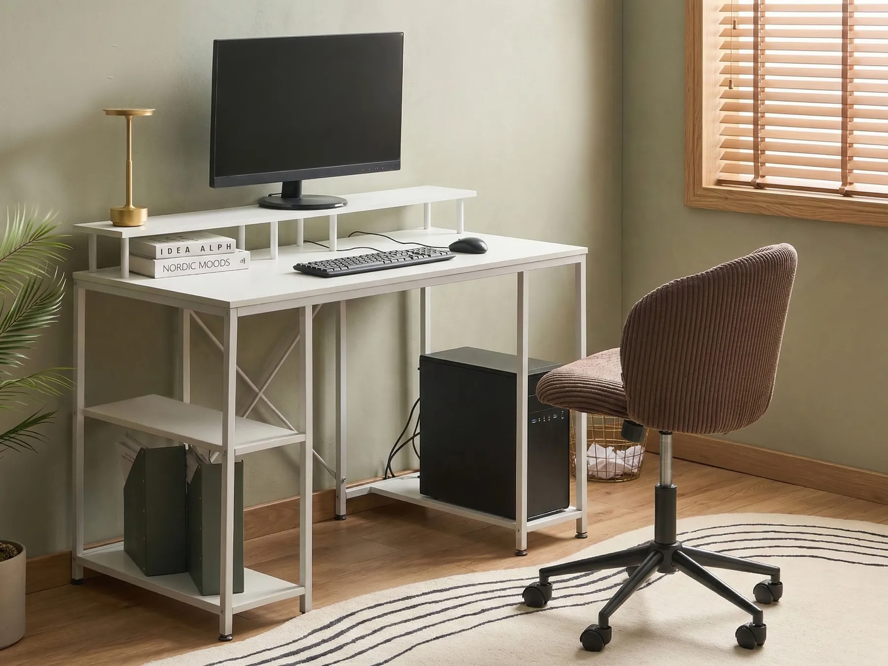 Schreibtisch CADDO 120 cm 60 cm mit Fächern Weiß_1044292