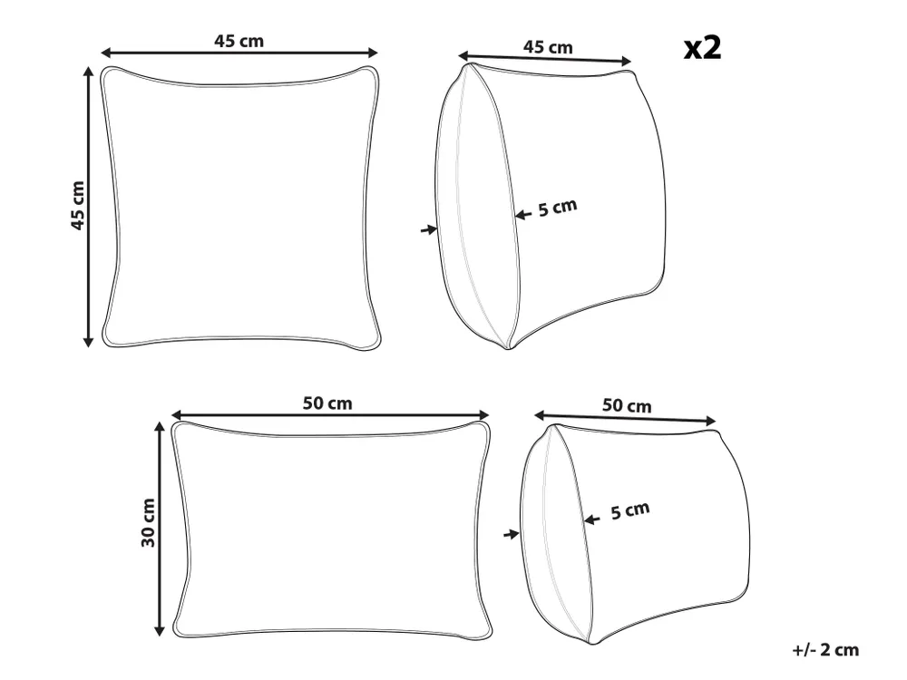 Set of 3 Decorative Cushions BOWELLE 30 x 50 cm 45 x 45 cm Off-White Christmas Motif_1164543