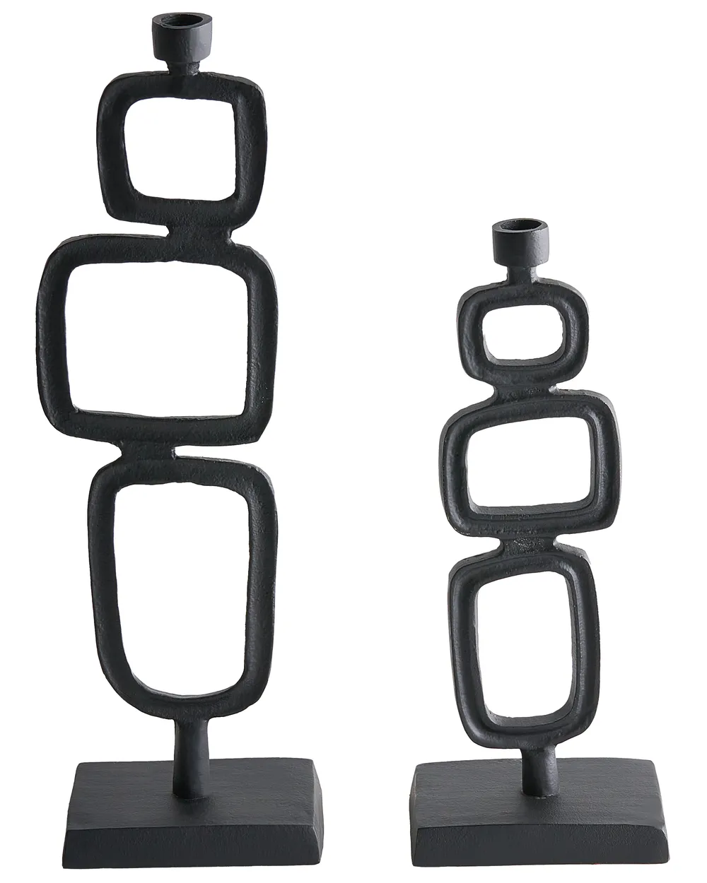 Kerzenständer 2er Set SIPANJE 35/48 cm Metall Schwarz_1013038