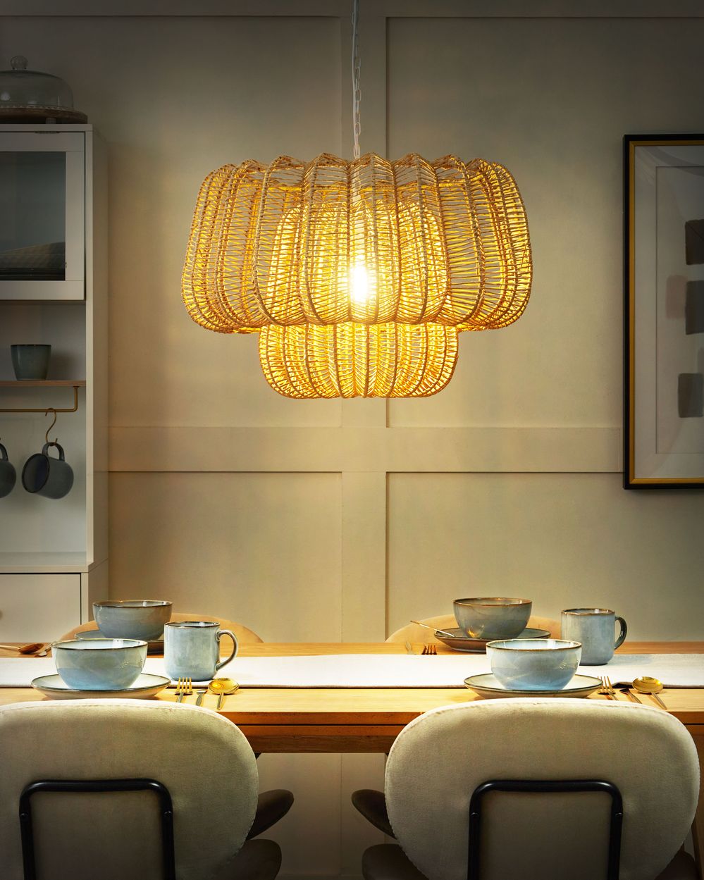 Oslonjena lampa SAISI Papirna užad bež
