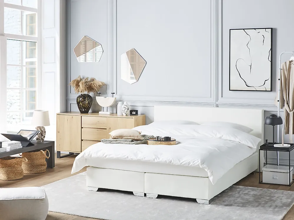 Divan Bed Faux Leather PRESIDENT 160 x 200 cm (EU King Size) White_1174337
