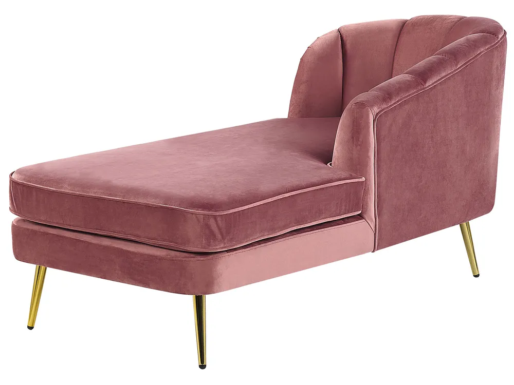 Linksseitige Chaiselongue ALLIER Samtstoff Rosa_795593