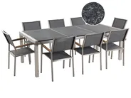 Gartenmöbel Set 8-Sitzer GROSSETO Dreifachplatte Granit geflammt Schwarz / Grau_380466