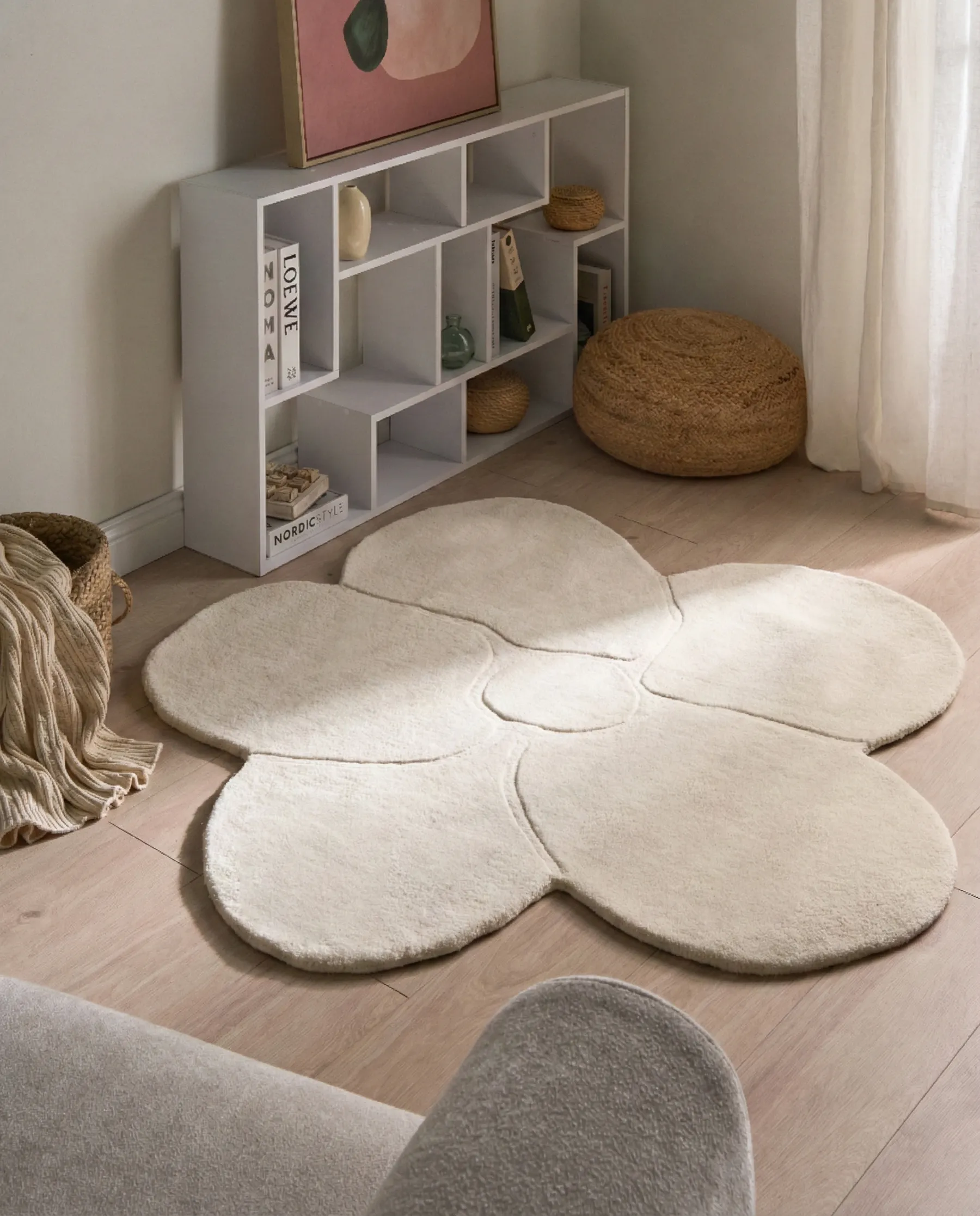 Teppich KOKKINI Hellbeige ø 140 cm Wolle_1059507