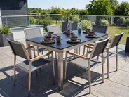 Garden Dining Set 6 Seater GROSSETO Tempered Glass Grey/ Black_677257