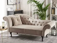 Left-Hand Chaise Longue LATTES Velvet Beige_791477