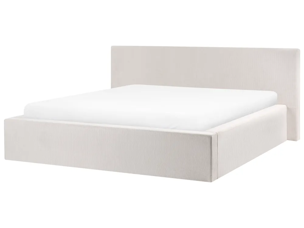Bett mit Stauraum LILLEBONNE Cord Hellbeige 180 x 200 cm_1064343