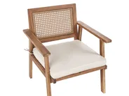 Lounge Set mit Tisch 4-Sitzer ARENELLA zertifiziertes Akazienholz Hellbeige_928386