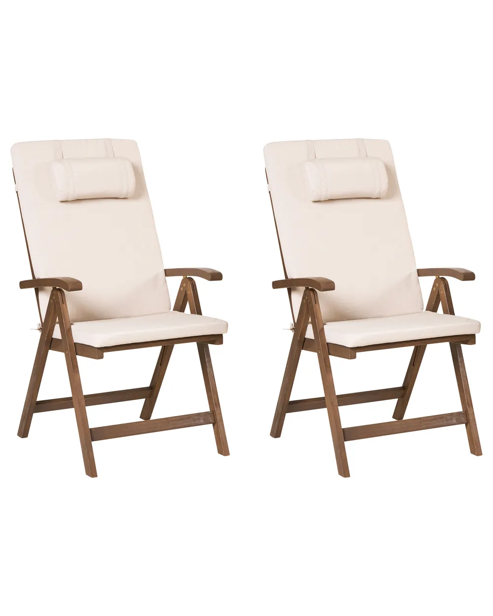 Set mit 2 Stühlen und Sitzkissen AMANTEA PREMIUM Akazienholz Hellbeige