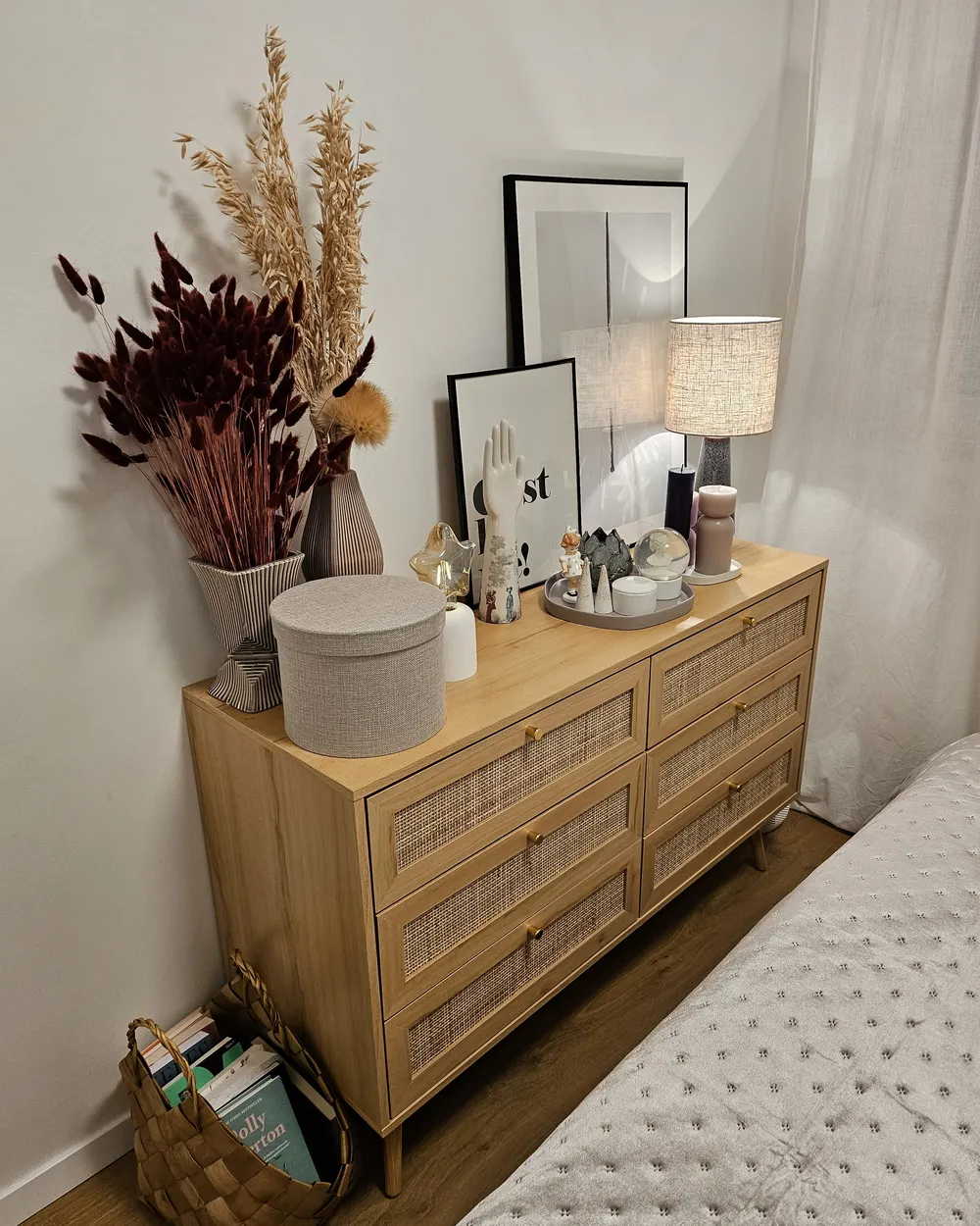 Kommode mit 6 Schubladen PEROTE Rattan Hellbraun_901529