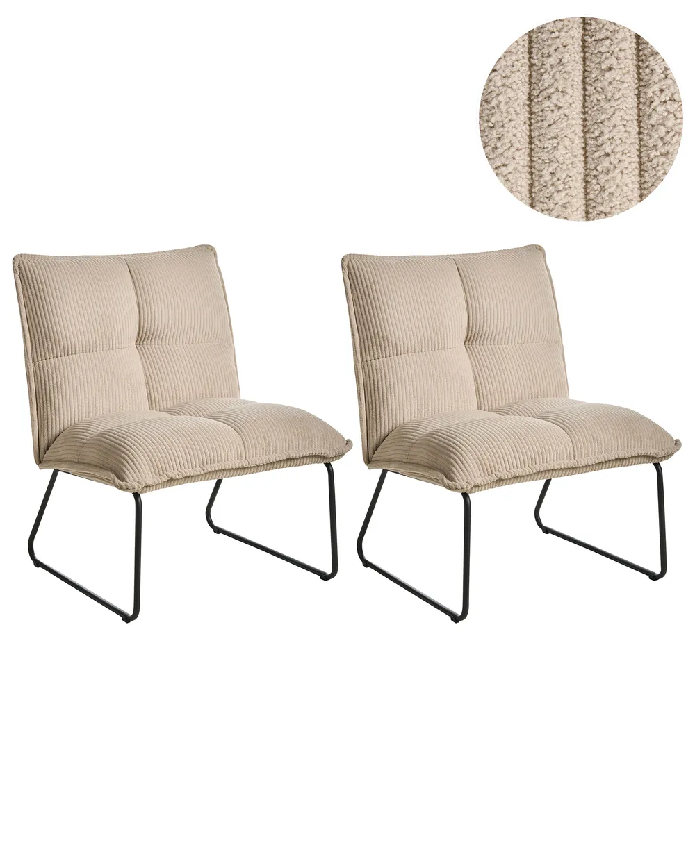 Sessel 2er Set BJASTA Cord Beige