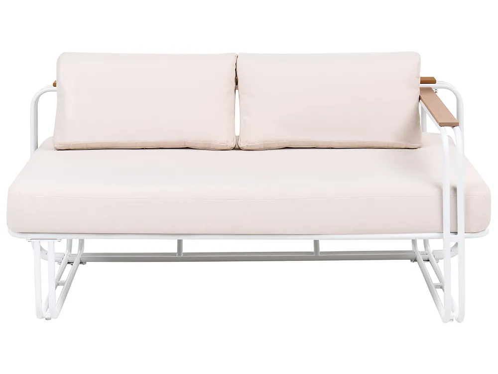 Garden Lounge Set with Table and Ottoman 3 Seater CAMEROTA  Metal White_1159150