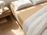 Spannbettlaken JANBU 160 x 200 cm Baumwolle Beige_845947