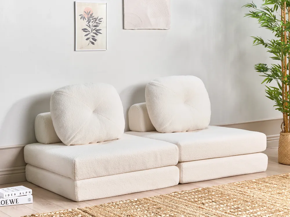 1-Sitzer Schlafsofa OLDEN Bouclé Weiß_906484