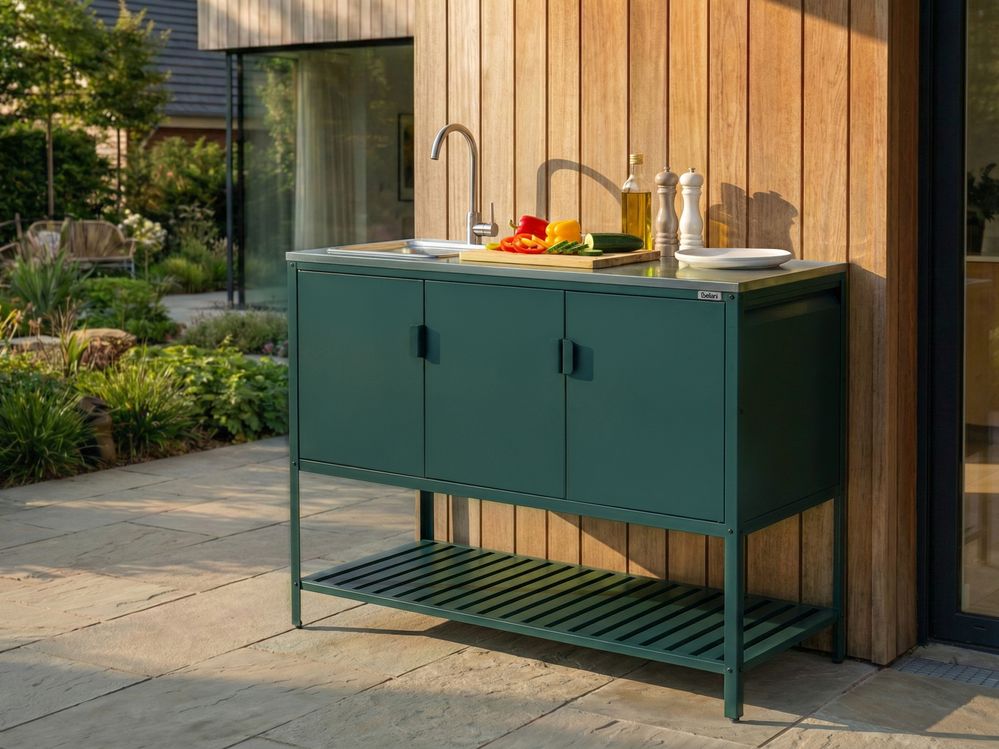 Outdoor-Küchenschrank mit Spüle MAENZA Grün Metall