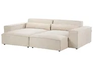 Modular Corner Sofa 3 Seater HELLNAR with Ottoman Velvet Light Beige Right Hand_910829