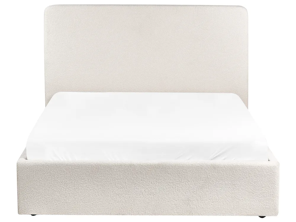 Bett mit Stauraum BRENON Bouclé Cremeweiß 140 x 200 cm_1055932