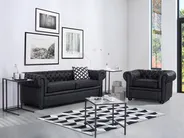 Sofa 3 Seater CHESTERFIELD Leather Black_539561