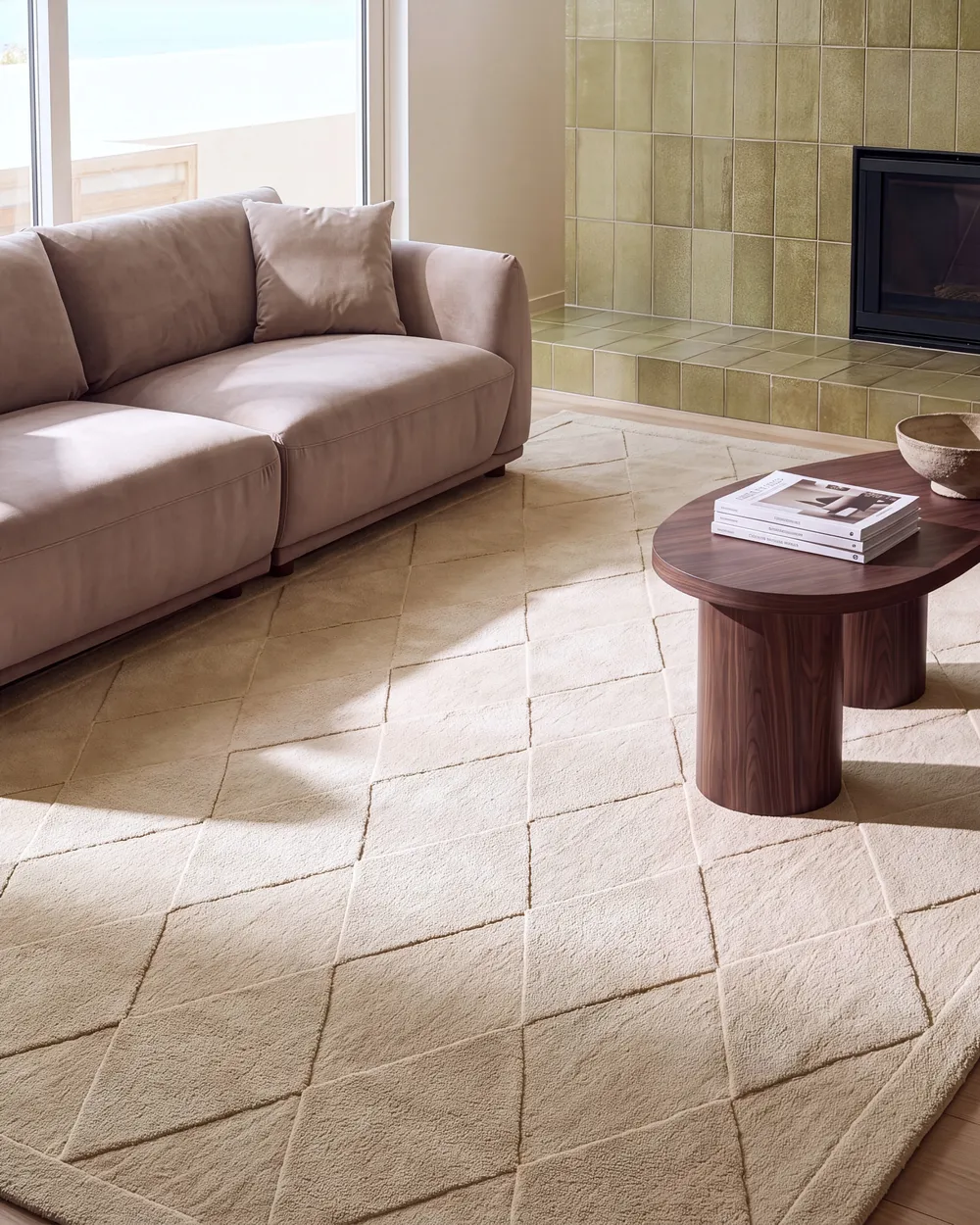 Rug LUNARA Light Beige 160 x 230 cm Wool
