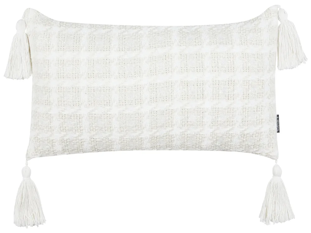 Dekokissen DOURIS 30 x 60 cm Hellbeige Kariertes Muster