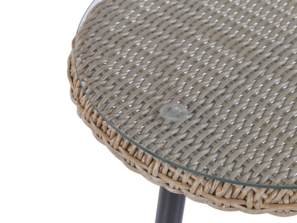 Bistro Set with Cushions ORTIGIA PE Rattan Light Beige Beige_812325