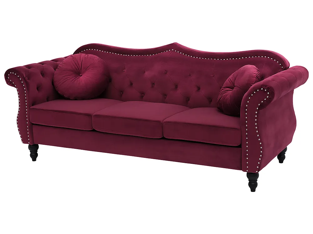 Sofa 3-Sitzer SKIEN II Samtstoff Dunkelrot_1161566