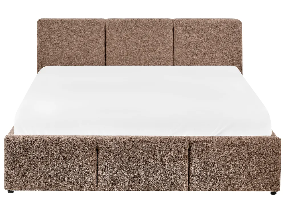 Bett mit Stauraum BOUSSE Bouclé Taupe 140 x 200 cm_980111