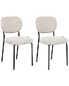 Esszimmerstuhl 2er Set LOLETA Stoff Hellbeige