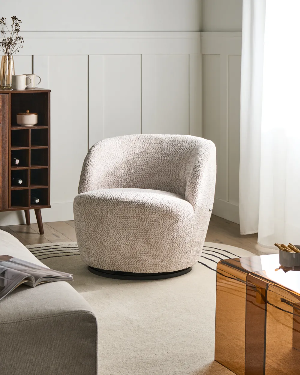 Drehsessel KUOLPA Chenillegewebe Beige