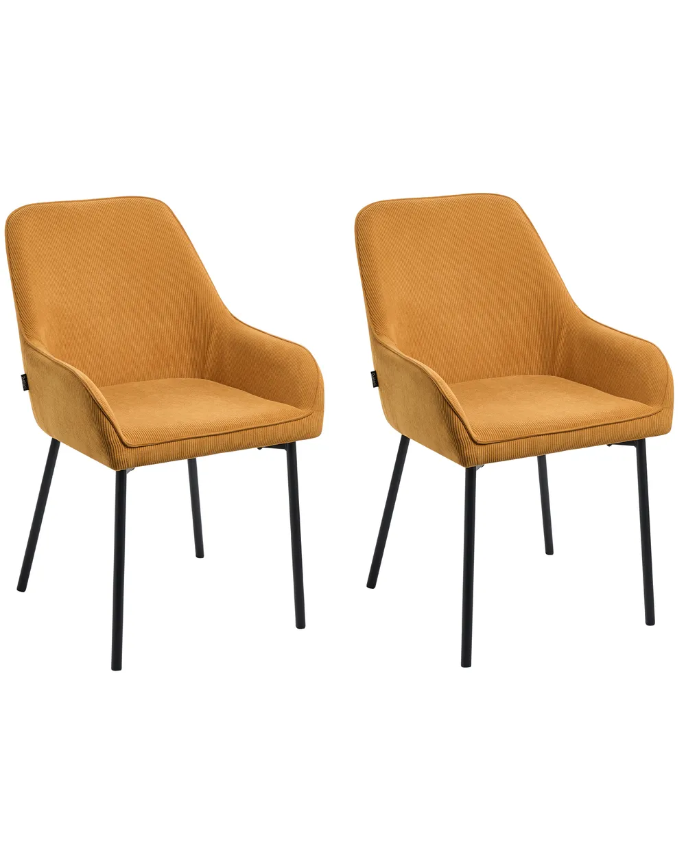 Set of 2 Dining Chairs LOVERNA Corduroy Mustard_914139