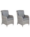 Set mit 2 Stühlen und Sitzkissen CASCAIS Polyrattan Grau