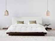 Bett mit LED Kunstleder ZEN 160 x 200 cm Dunkle Esche_941354