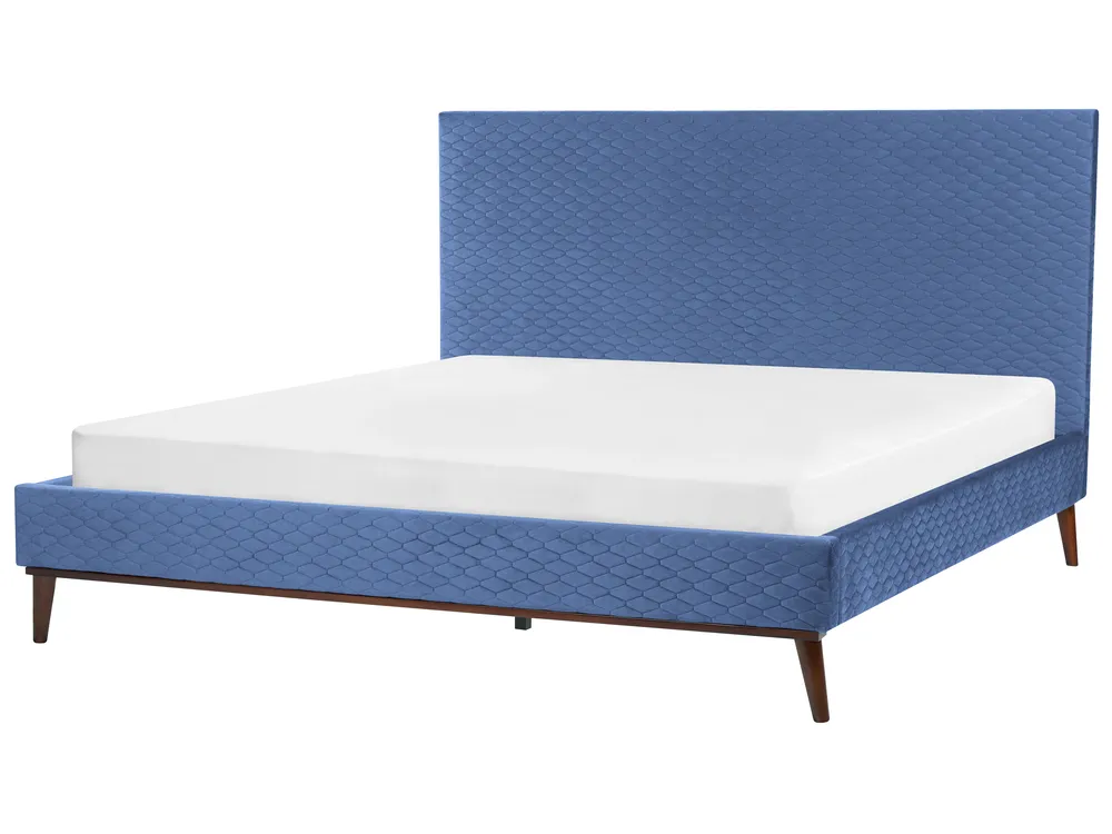 Bett mit Lattenrost Samtstoff BAYONNE 180 x 200 cm Blau_901376