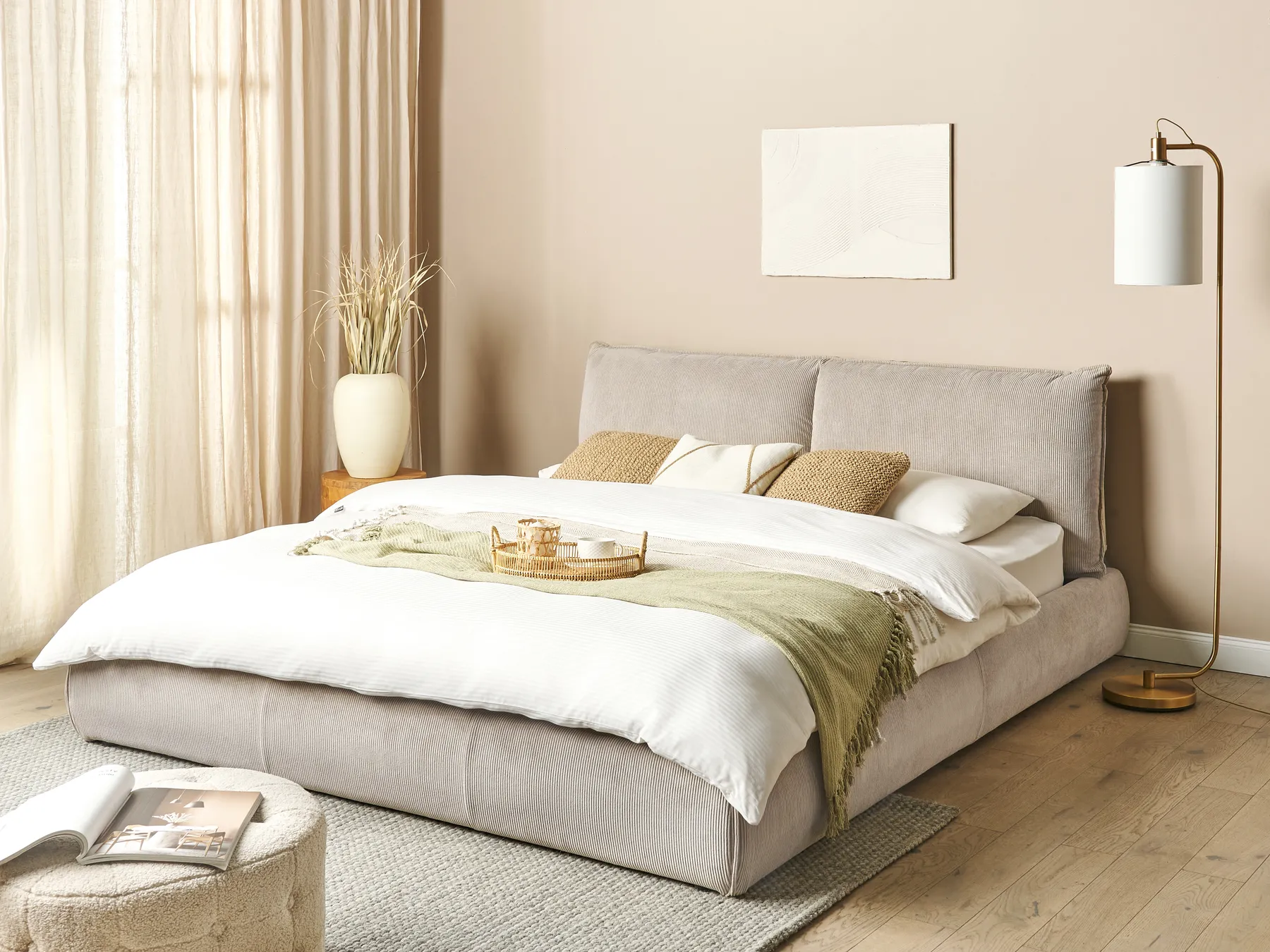 Wasserbett Cord VINAY 180 x 200 cm Taupe_881129