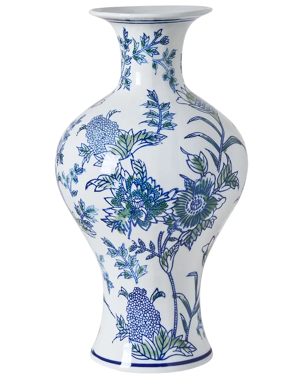 Flower Vase BERGA 36 cm Porcelain White/ Blue