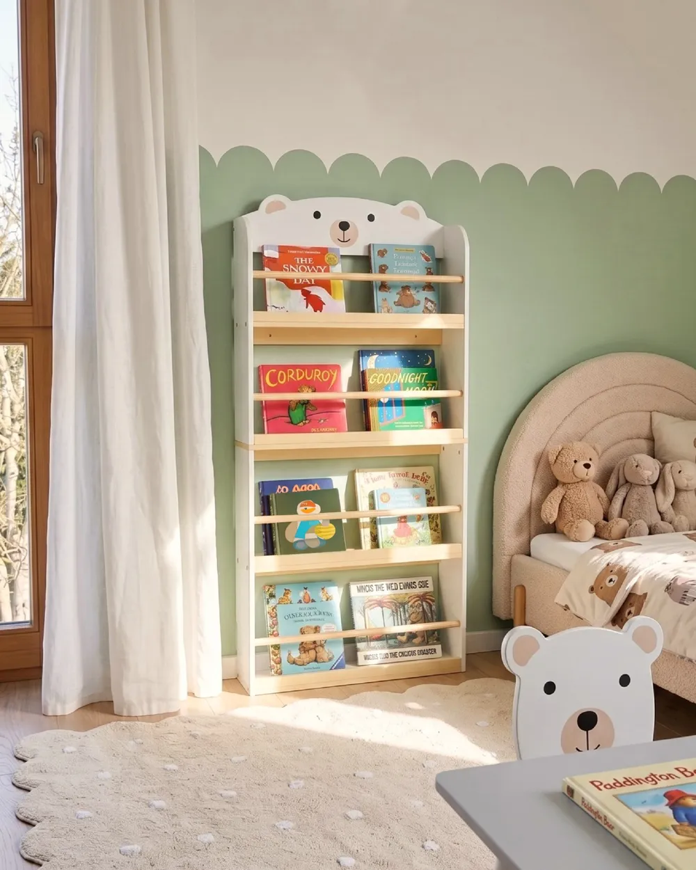 Bücherregal mit 4 Ebenen MIMILI 124 cm Weiß