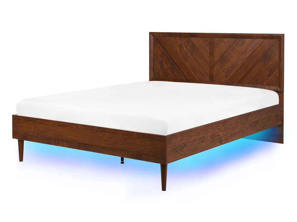 Bett mit LED MIALET 140 x 200 cm Dunkelbraun