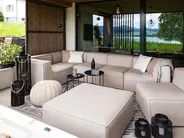 Garden Corner Sofa with Ottoman 7 Seater AREZZO Modular Beige Right Hand_826861