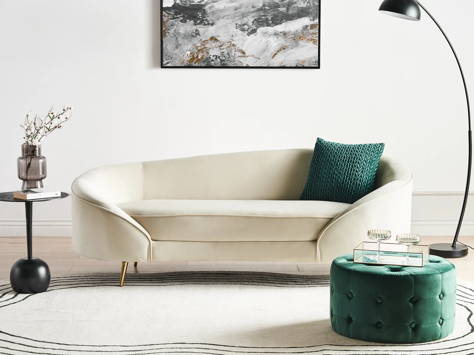 Sofa 2-Sitzer SAVAR Samtstoff Hellbeige_915415