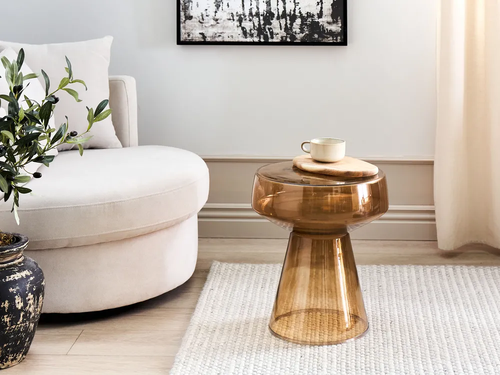Side Table LAGUNA Glass Golden Brown