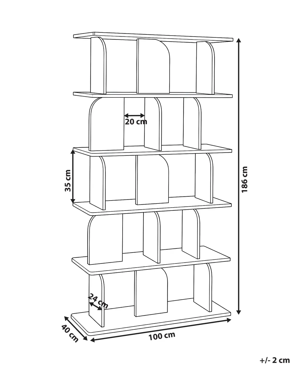 5 Tier Bookcase ESPERANCE 186 cm Dark Brown_1188024