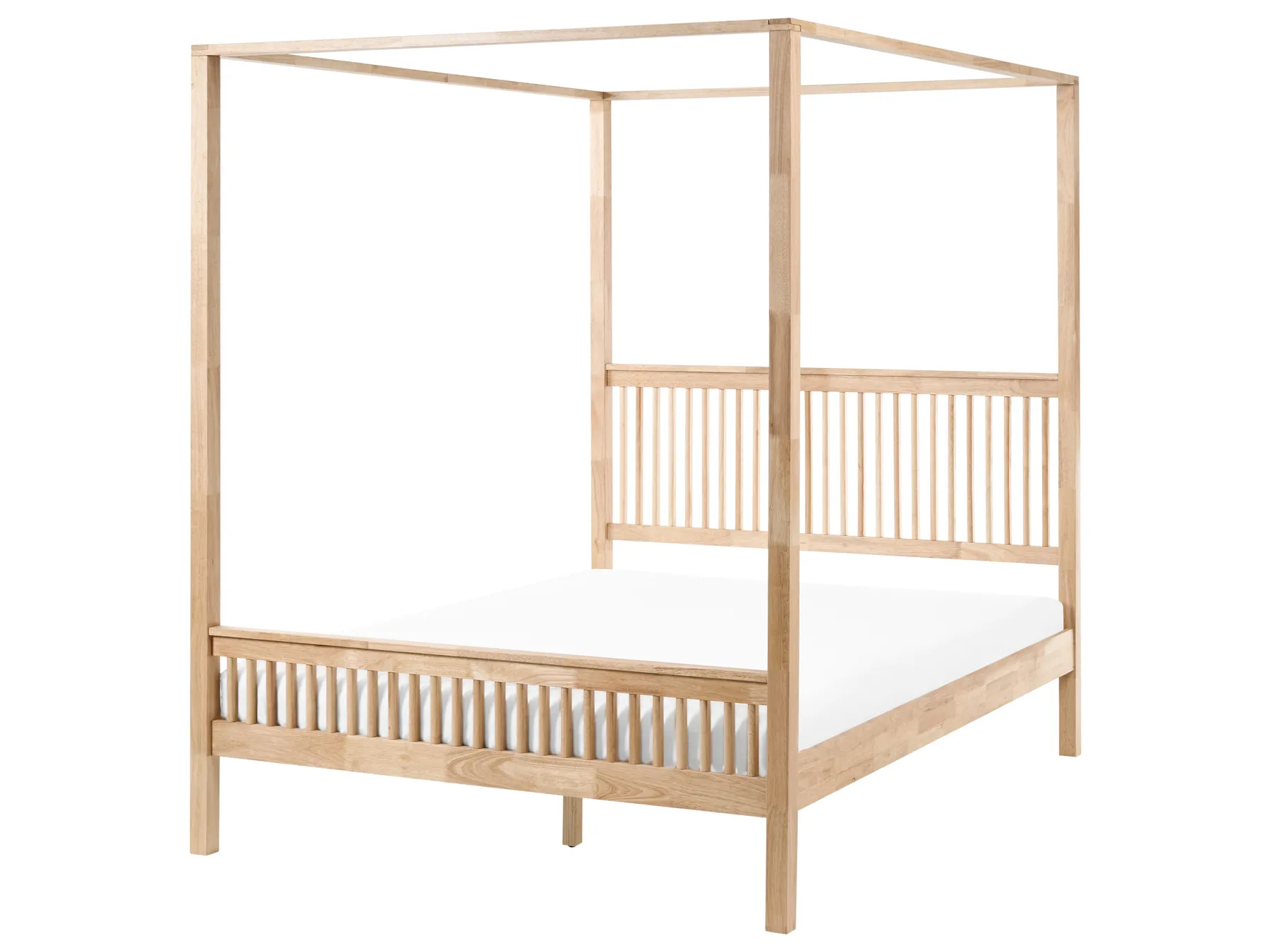 Four Poster Bed Wood HARFLEUR 160 x 200 cm (EU King Size) Light Brown_1023273