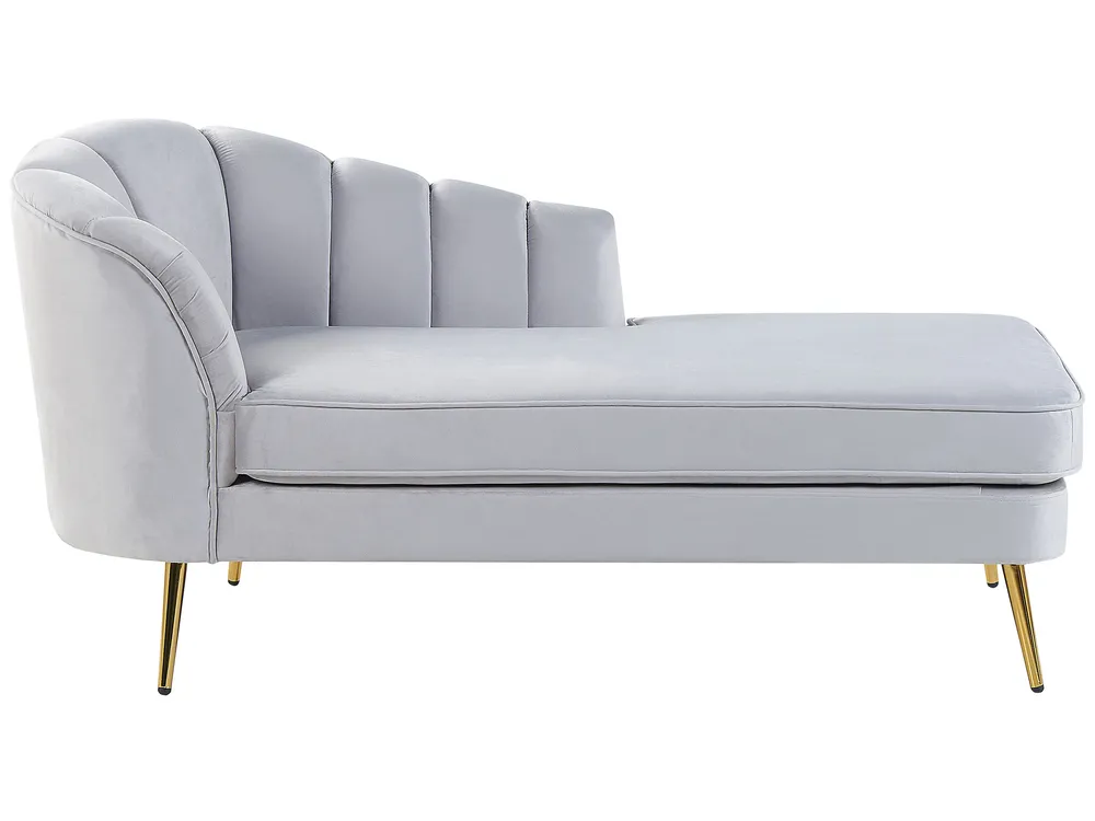 Linksseitige Chaiselongue ALLIER Samtstoff Hellgrau